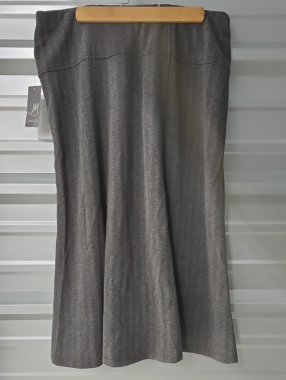JM Collection Gray Herringbone A-Line Skirt